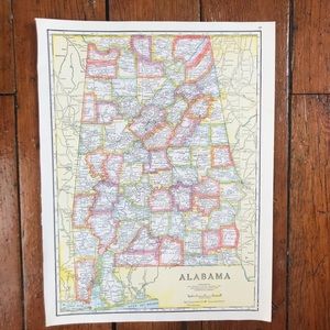 Vintage 1941 Map Alabama/Arizona